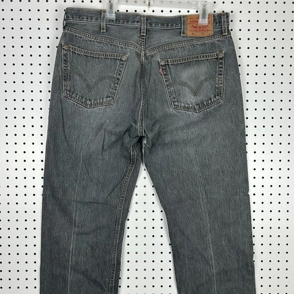 Levi's 501‎ Straight Fit Jeans 40x30 Gray Distressed Y2K Skate Baggy Button Fly - Picture 2 of 7
